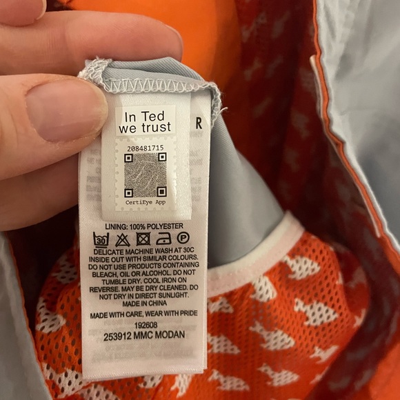 Ted Bakers “The World’s your Oyster” lined swim shorts. Size 5 (36). Grey - Picture 6 of 8